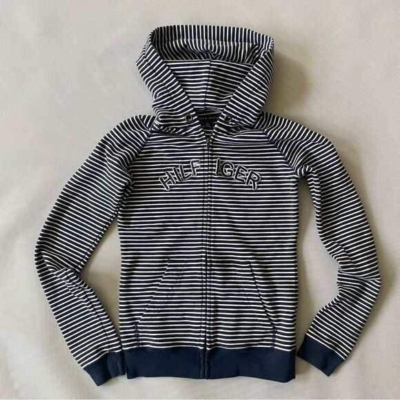 2000’s Tommy Hilfiger Spell Out Striped Zip Up Hoodie Women’s
Size XS (TP/XP) - Picture 2 of 12